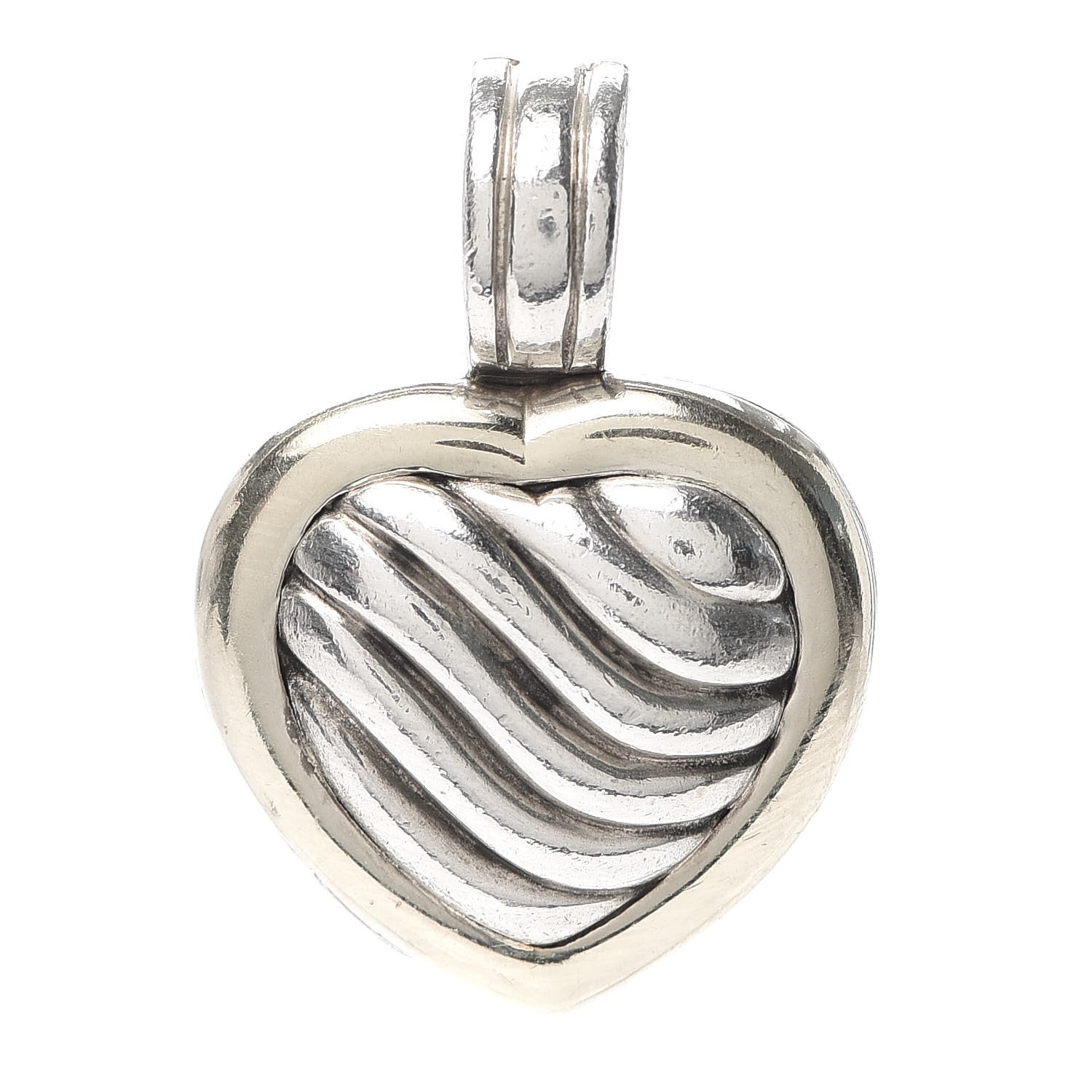 David Yurman Sterling Silver 18K Yellow Gold Cable Heart Locket Enhancer Pendant 1 of 3