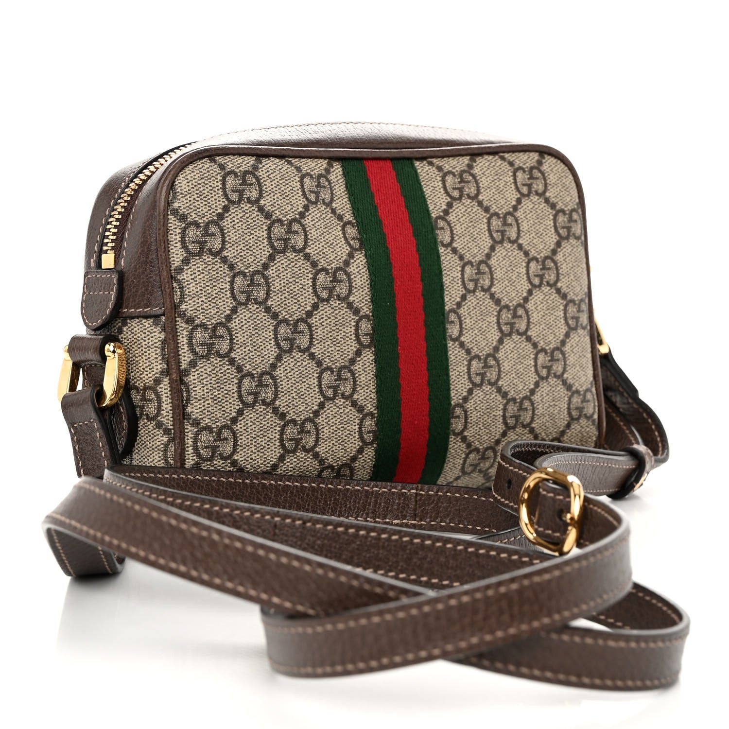 Gucci GG Supreme Monogram Web Mini Ophidia Shoulder Bag Brown 3 of 11