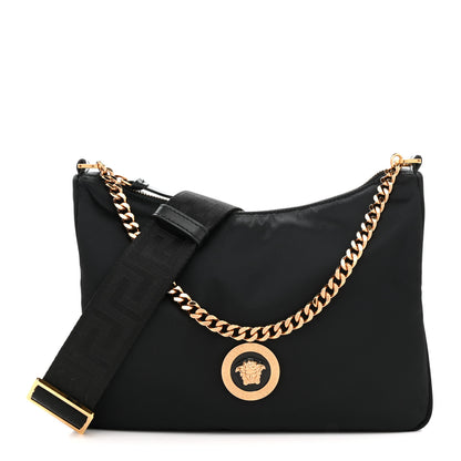 Versace Nylon Tribute Chain Crossbody Shoulder Bag Black 1 of 11