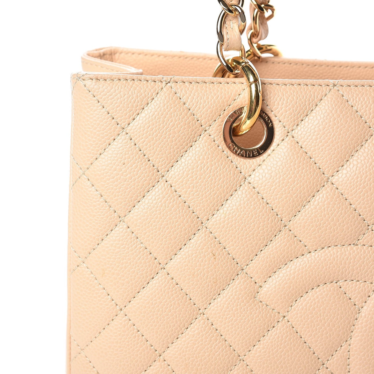 Caviar Quilted Grand Shopping Tote GST Beige Clair
