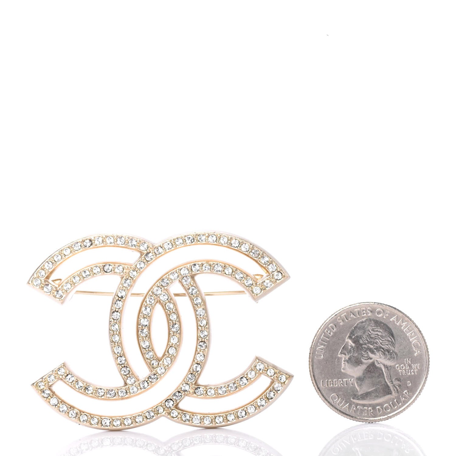Chanel Crystal CC Brooch Light Gold 2 of 4