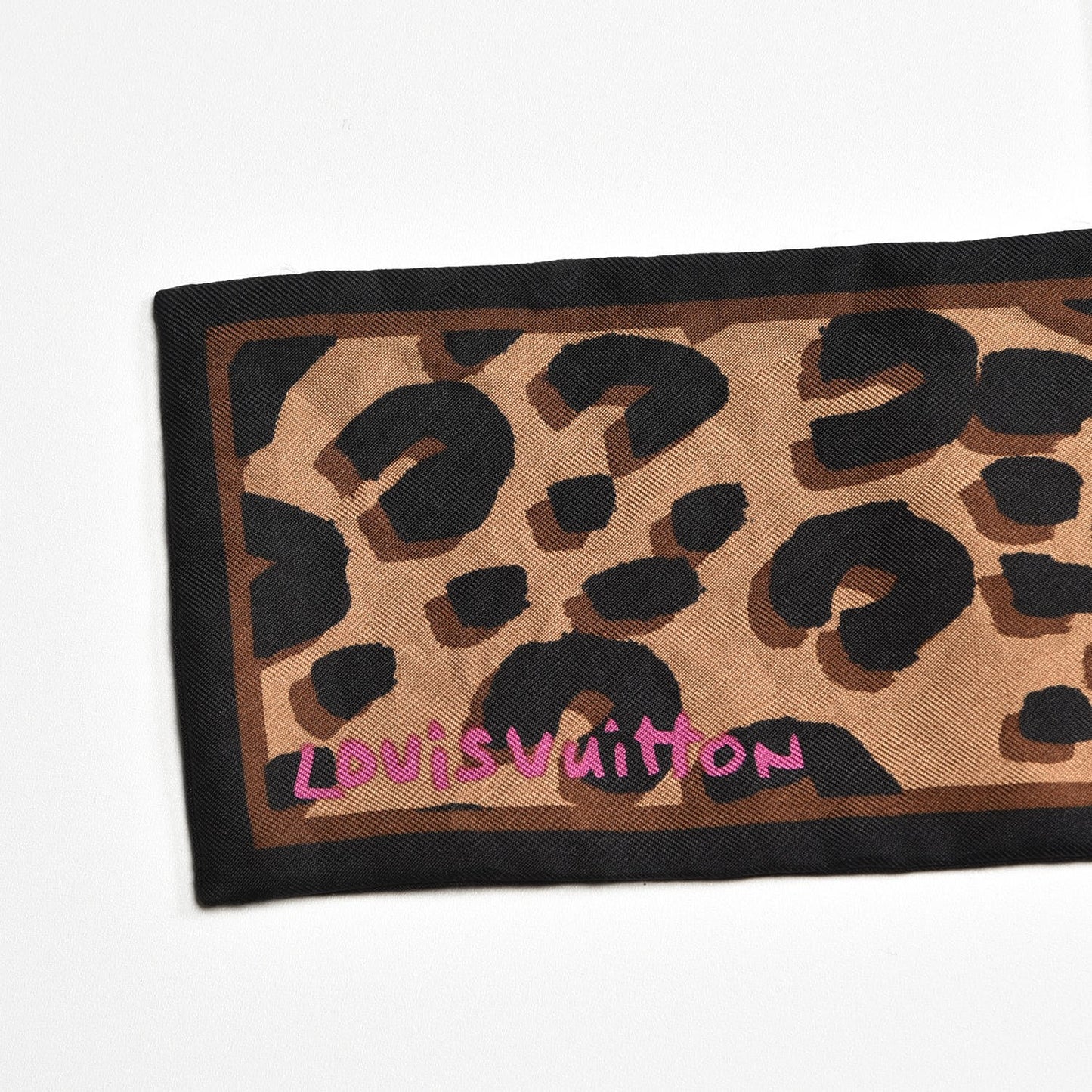 Silk Leopard Bandeau Scarf Marron