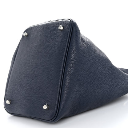 Hermes Taurillon Clemence Swift Eclat Picotin Lock 22 MM Bleu Nuit Bleu Electrique 10 of 10