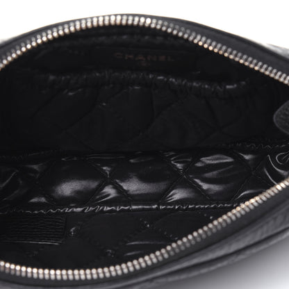 Chanel Calfskin Quilted Small Curvy Pouch Cosmetic Case Navy Blue 5 of 10