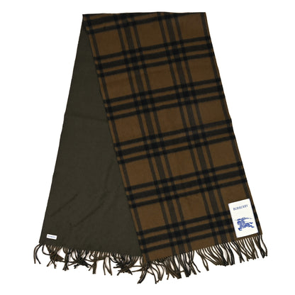 Burberry Cashmere Fringe Scarf Brown Khaki 2 of 4