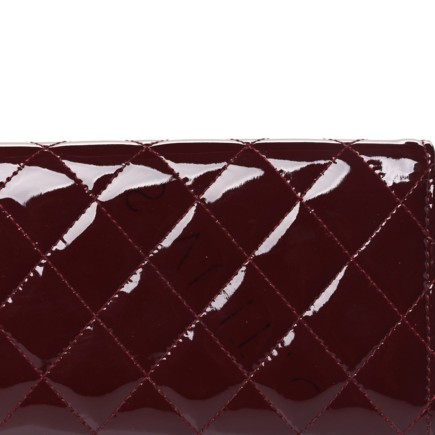 Patent Quilted Large Brilliant Flap Wallet Dark Burgundy