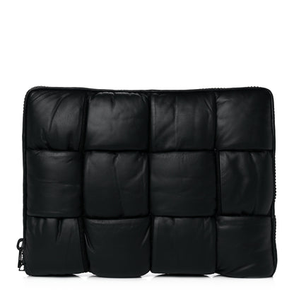 Bottega Veneta Calfskin Maxi Intrecciato Puffy Laptop Pouch Black 1 of 9