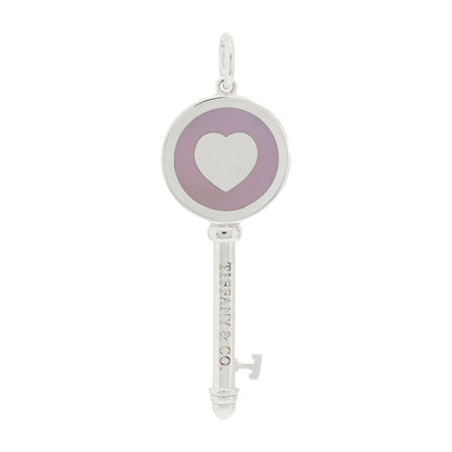 Tiffany Sterling Silver Enamel Keys Heart Key Pendant Lavender 1 of 3