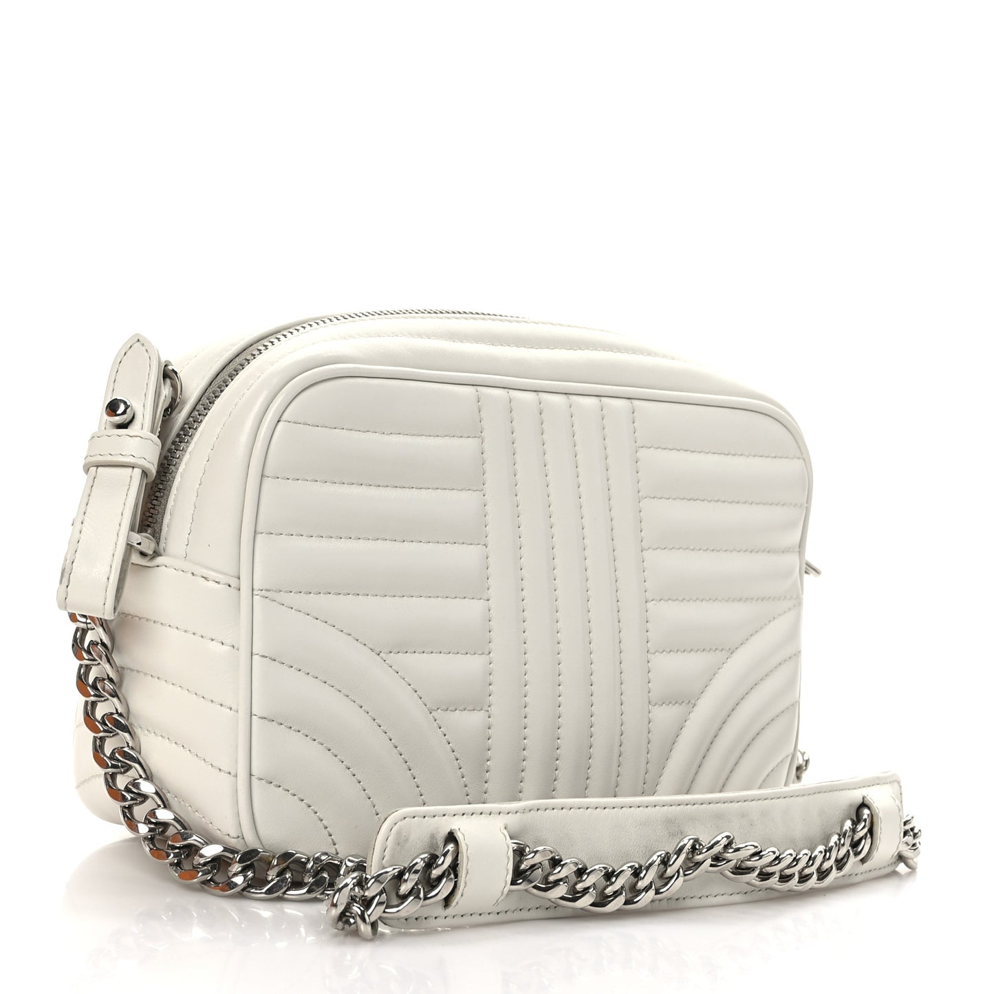 Soft Calfskin Diagramme Crossbody Bag White