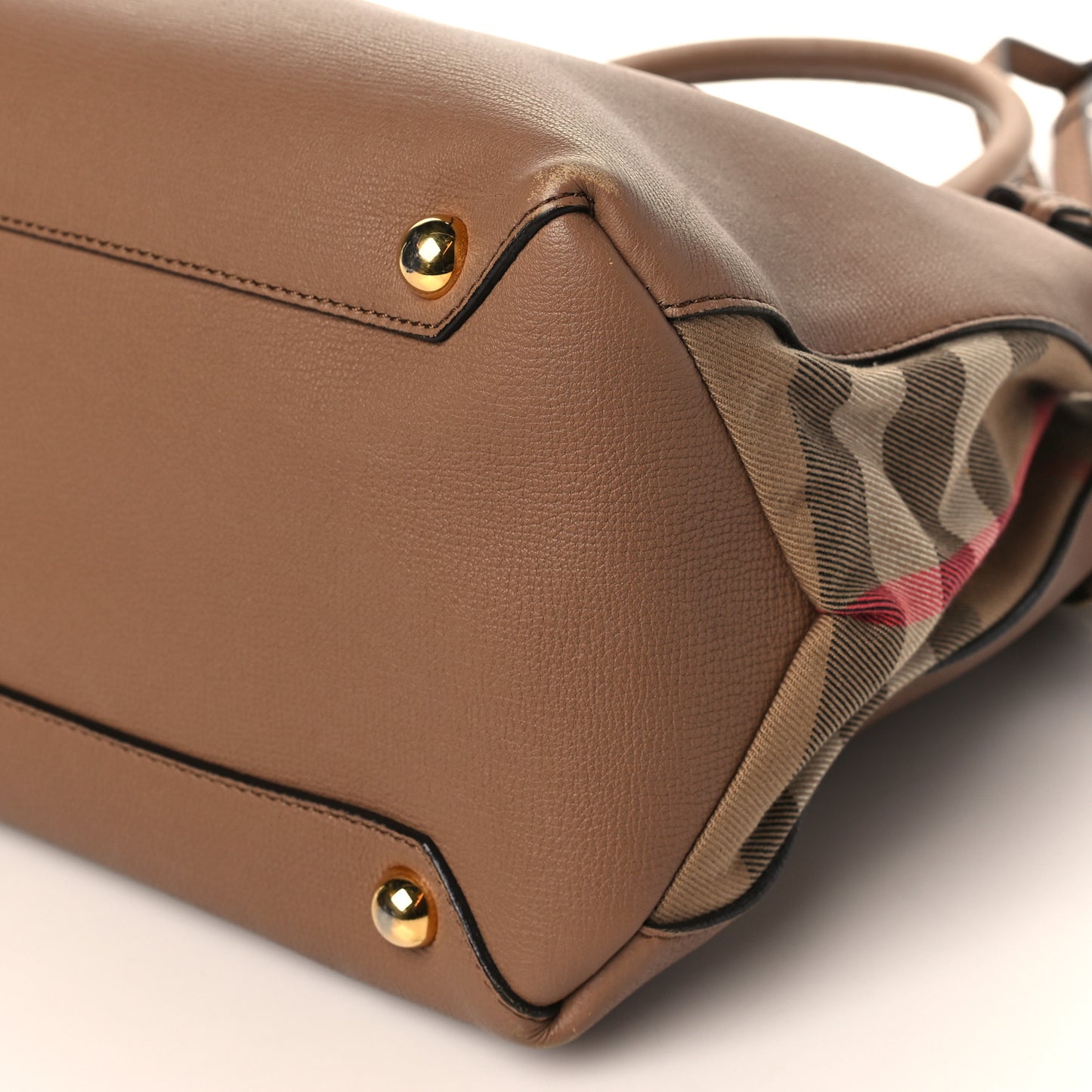 Grainy Calfskin House Check Medium Banner Tote Dark Sand