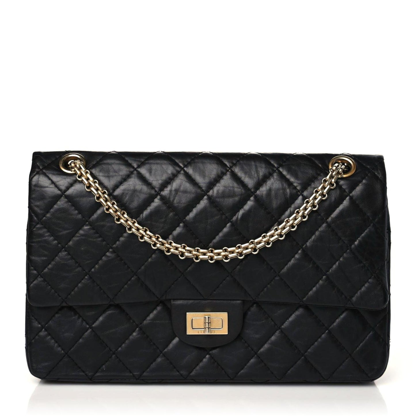 Aged Calfskin Quilted 2.55 Reissue 226 Flap Black