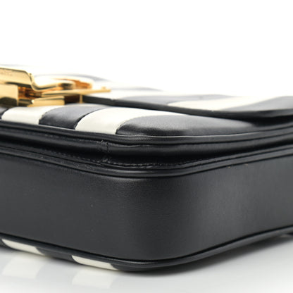 Celine Shiny Calfskin Stripes Small C Bag Black 10 of 13