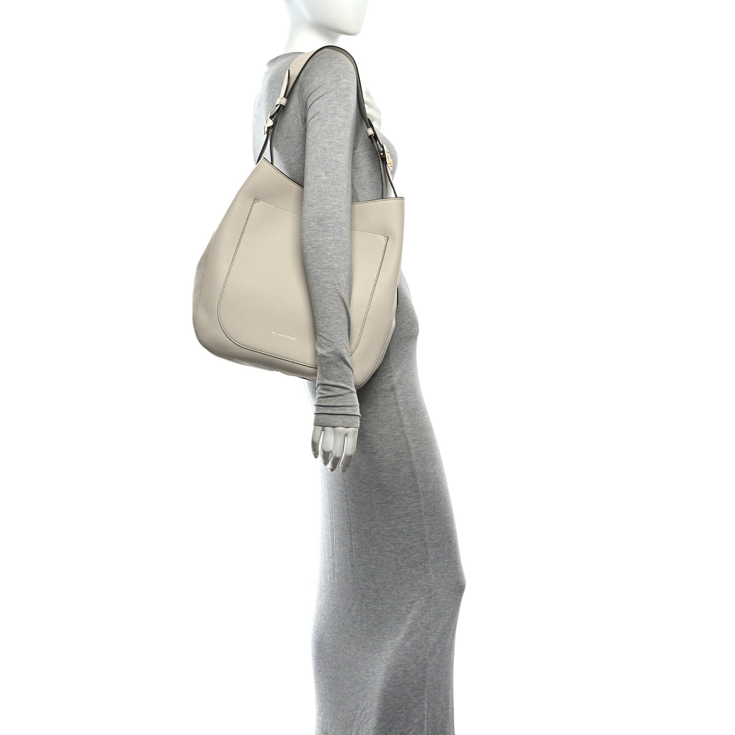 Grainy Calfskin Small Elmstone Hobo Limestone