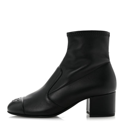 Chanel Stretch Lambskin Cap Toe CC Uniform Short Boots 35 Black 1 of 10