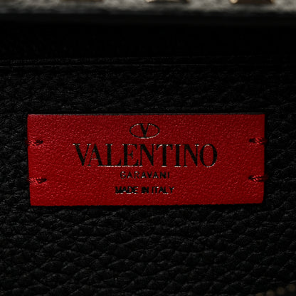 Valentino Garavani Pebbled Calfskin Rockstud Flap Wallet On Chain Black 5 of 8