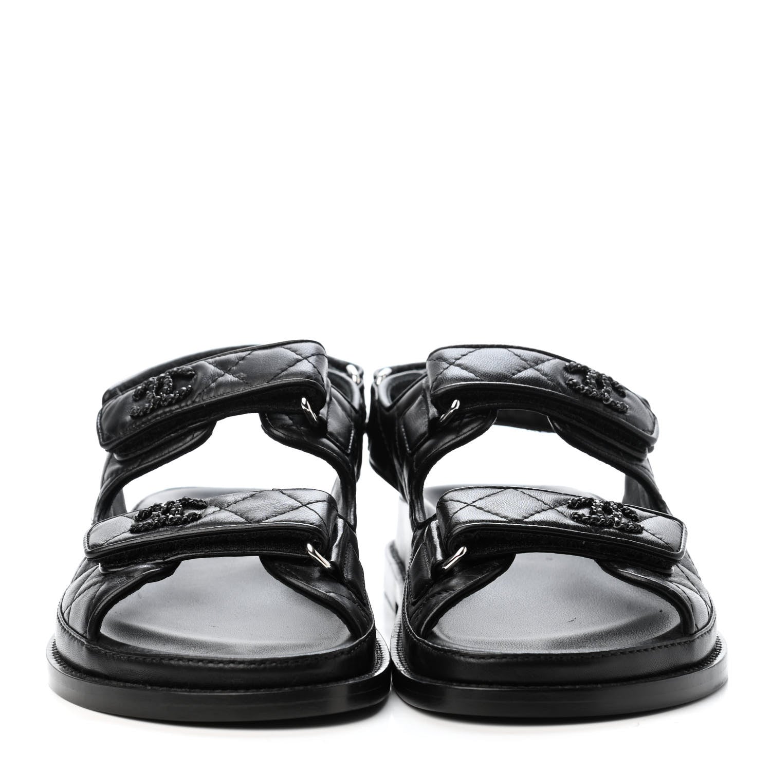 Chanel Lambskin Velcro Dad Sandals 37 Black 2 of 4