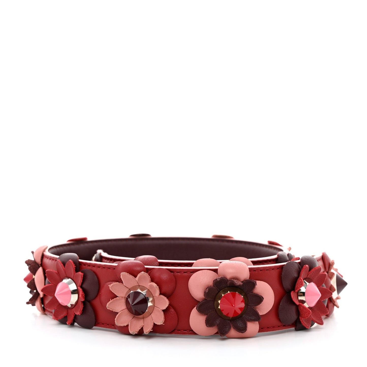 Vitello Dolce Flowerland Studded Strap You Ribes Bordeaux