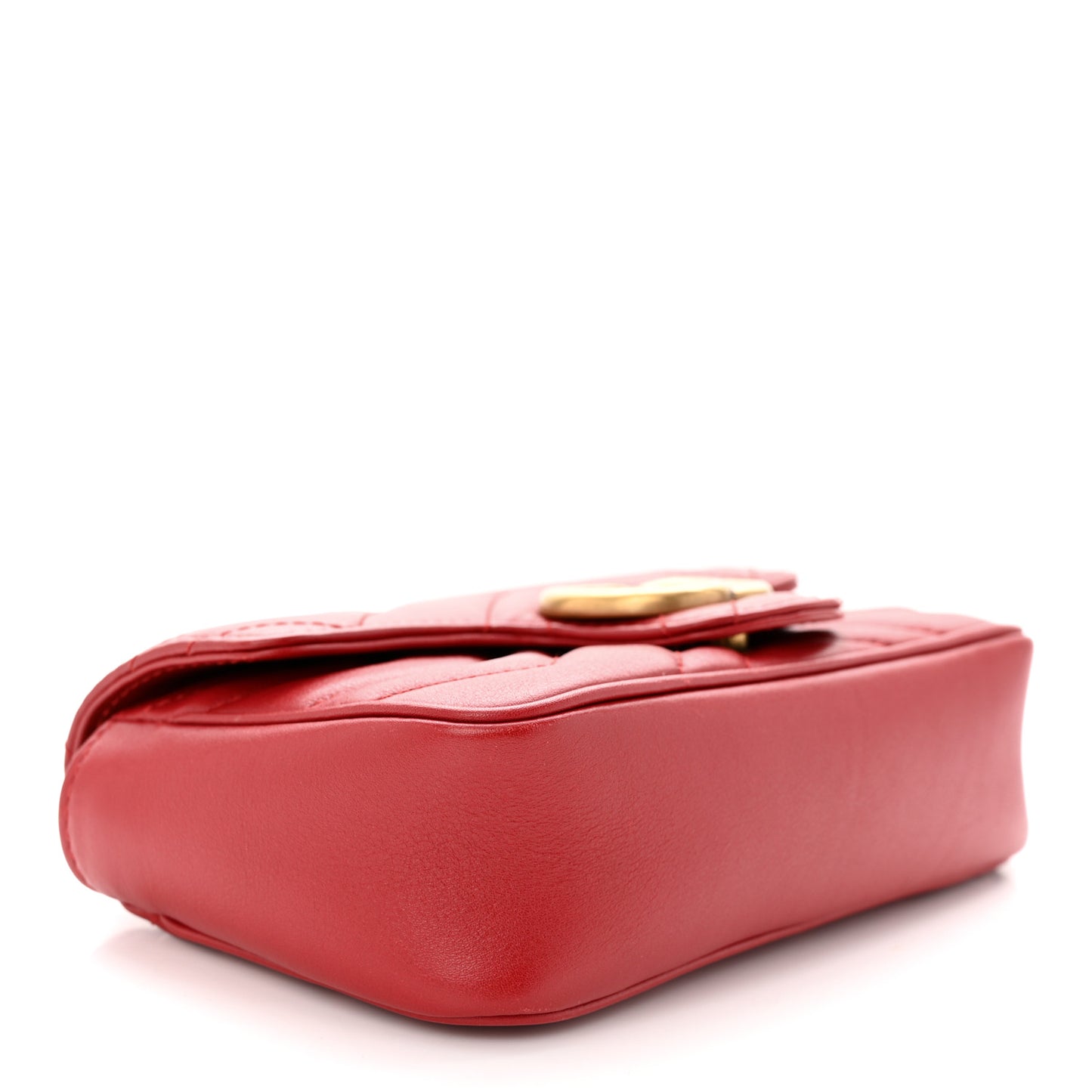 Calfskin Matelasse Super Mini GG Marmont Shoulder Bag Hibiscus Red