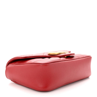 Gucci Calfskin Matelasse Super Mini GG Marmont Shoulder Bag Hibiscus Red 4 of 12
