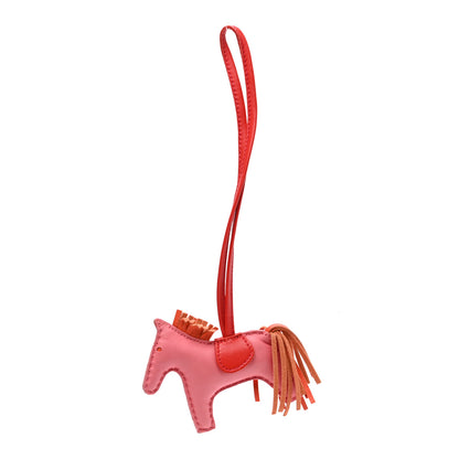 Hermes Milo Lambskin Grigri Rodeo Horse Bag Charm PM Rose Azalee Orange Poppy Rouge Indien 1 of 3