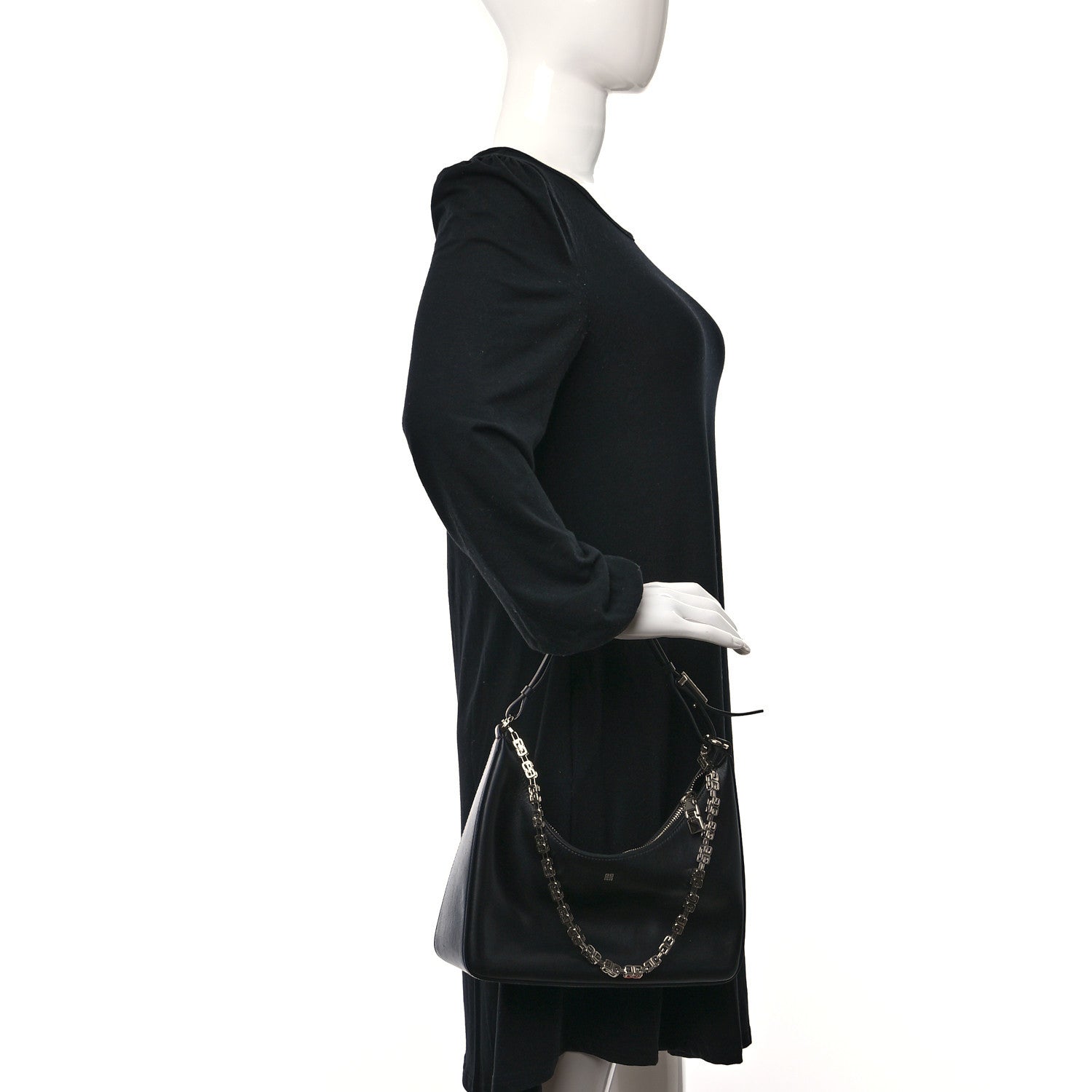 Givenchy Smooth Calfskin Small Moon Cut Out Shoulder Bag Black 2 of 9
