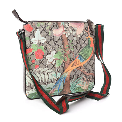 Gucci GG Supreme Monogram Tian Web Medium Flat Messenger Beige Multicolor New Acero 3 of 10