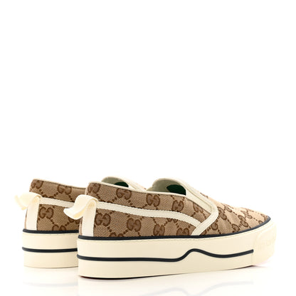 Gucci GG Monogram Womens 1977 Tennis Slip On 30mm Sneakers 37.5 Beige Ebony Mystic White 4 of 8