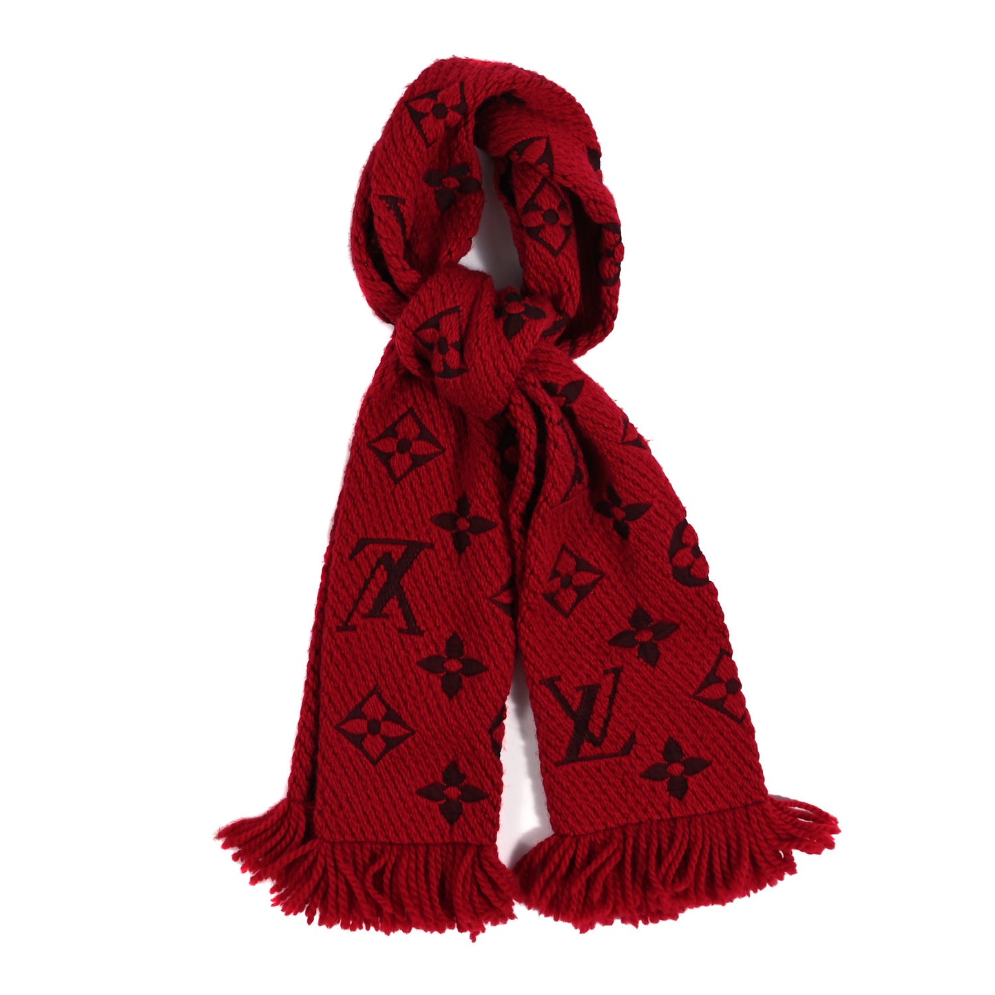 Wool Silk Logomania Scarf Rubis