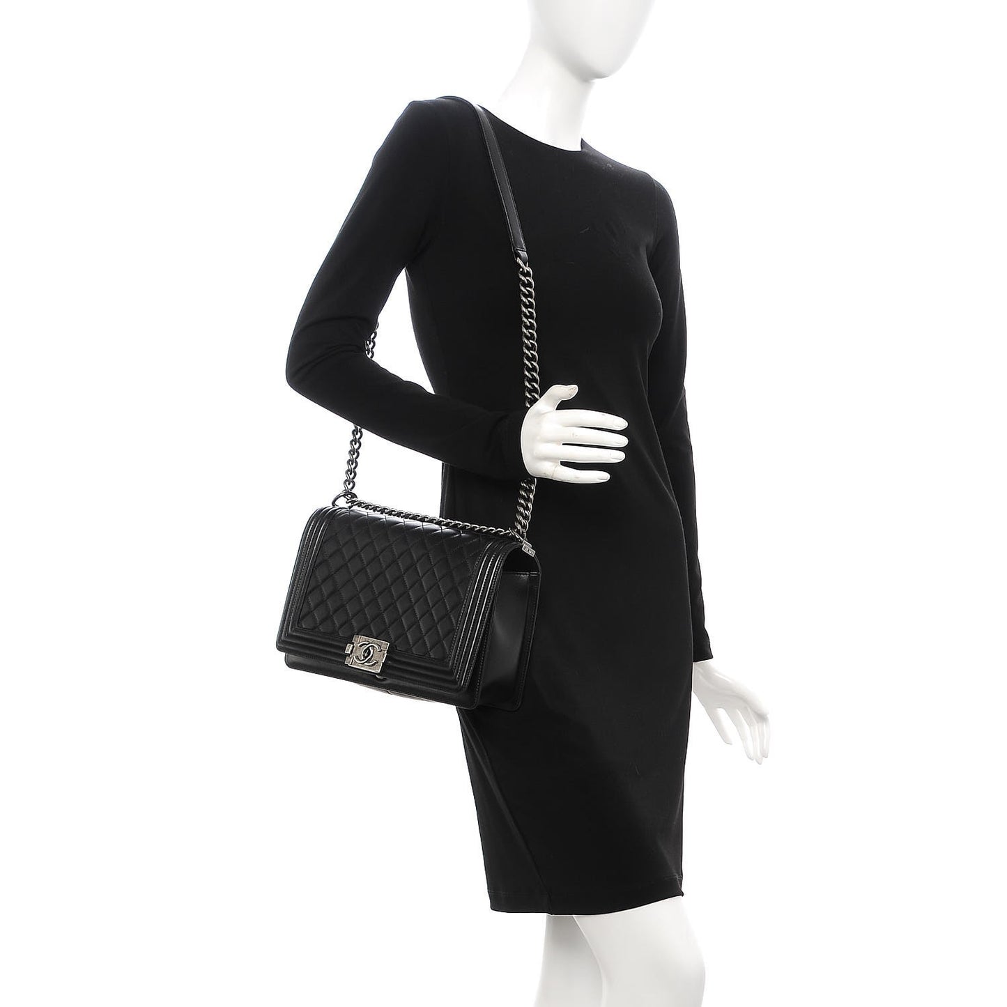 Lambskin Quilted New Medium Boy Flap Black