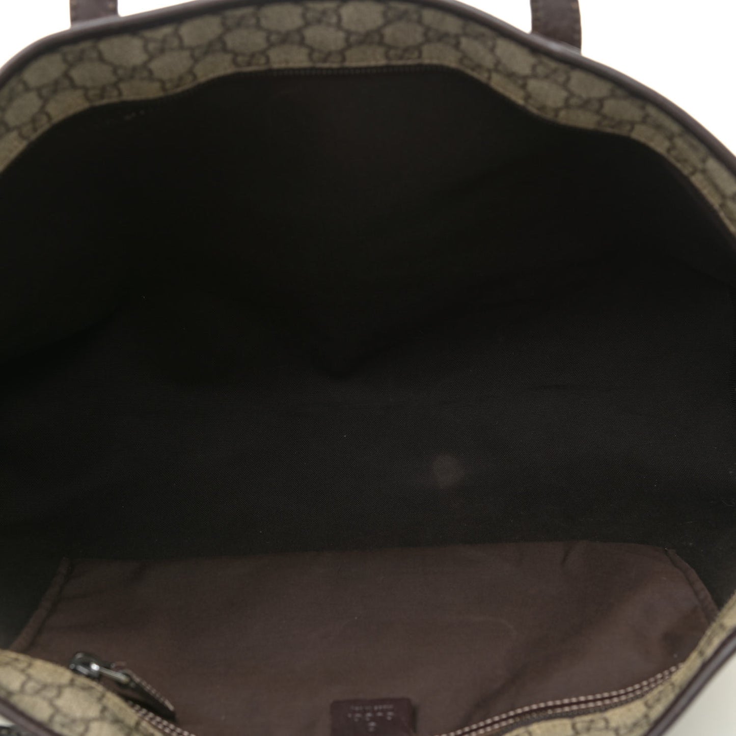GG Supreme Monogram Large Zippered Shopping Tote Brown