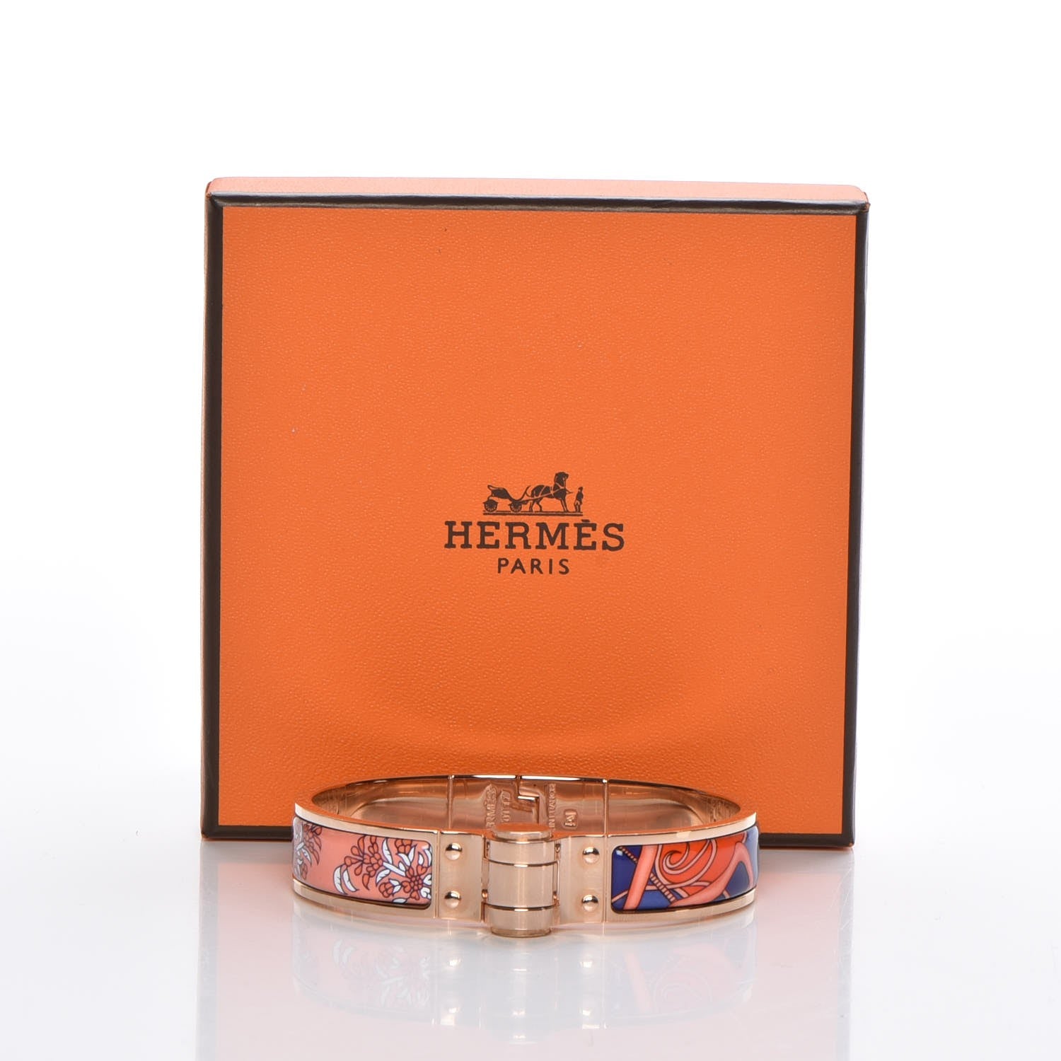 Hermes Enamel Printed Narrow Coup De Fouet Au Bloc Hinged Bracelet S Rayon X 6 of 6