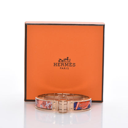 Hermes Enamel Printed Narrow Coup De Fouet Au Bloc Hinged Bracelet S Rayon X 6 of 6