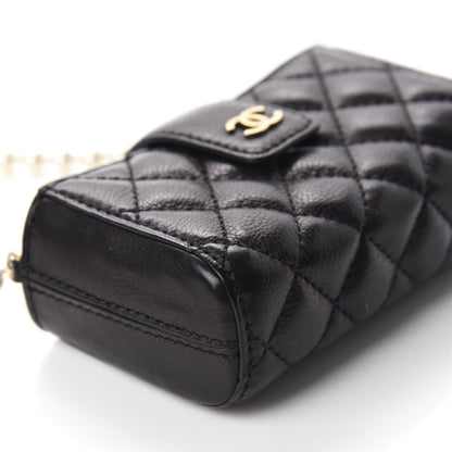 Chanel Calfskin Quilted Pearl Chain Love Symbols Mini Bag Black 6 of 11