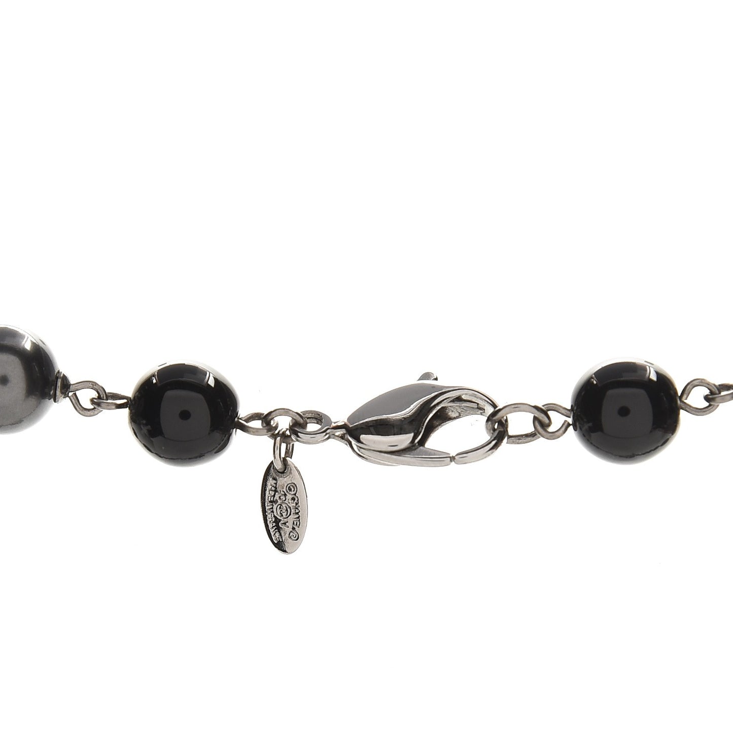 Ruthenium Beaded CC Long Necklace Black