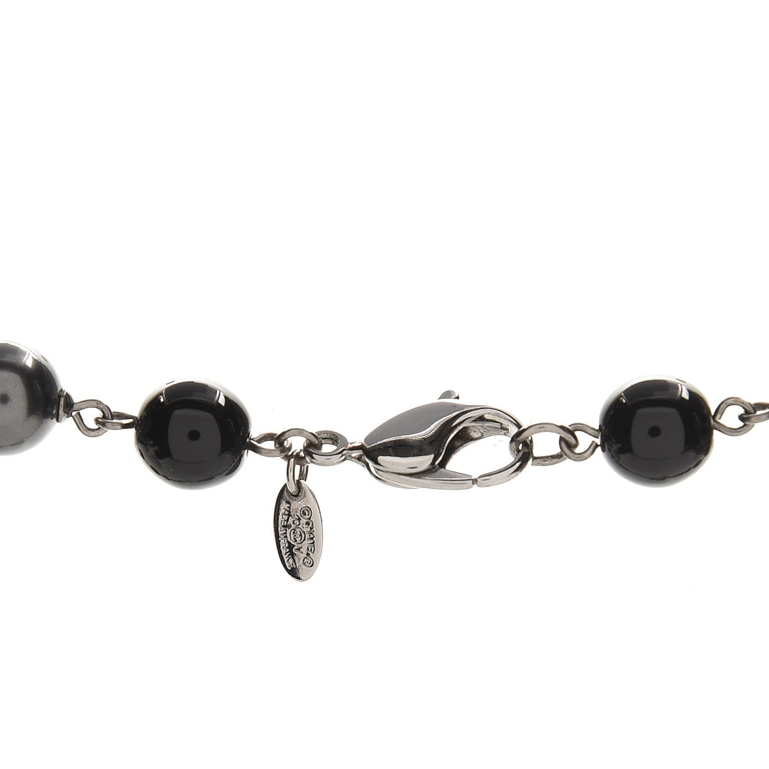 Chanel Ruthenium Beaded CC Long Necklace Black 3 of 4