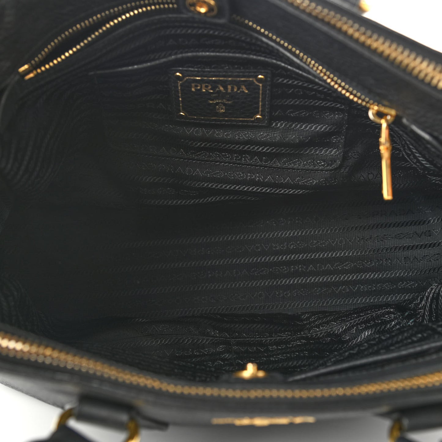 Vitello Daino Large Double Zip Tote Black