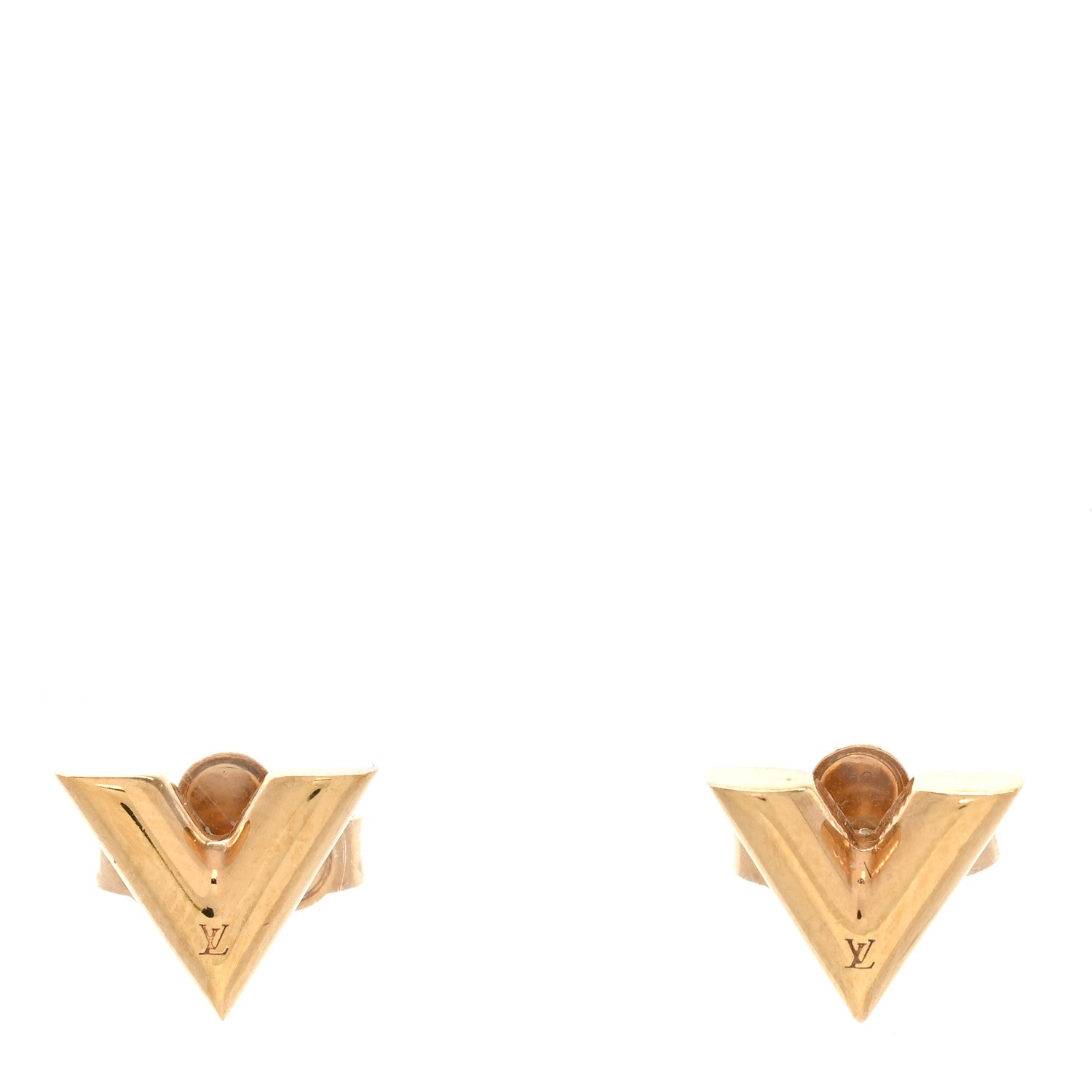 Louis Vuitton Brass Essential V Stud Earrings Gold 1 of 7