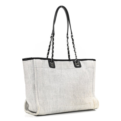 Chanel Woven Straw Raffia Small Deauville Tote Grey 3 of 11
