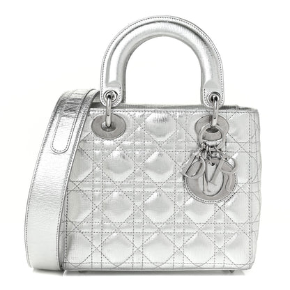Christian Dior Metallic Grained Calfskin Cannage Small Lucky Badges My Lady Dior Silver 1 of 11