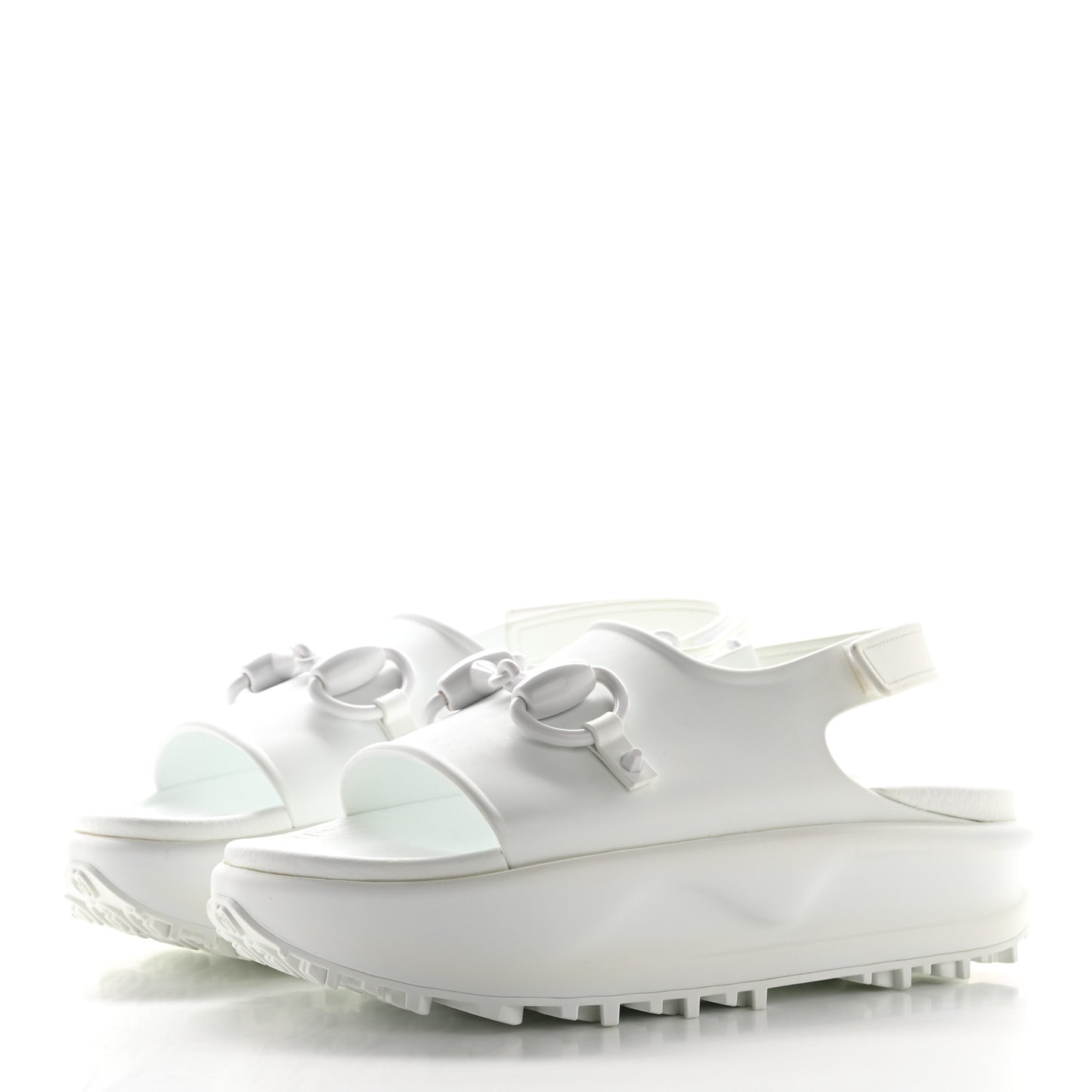 Soft Rubber Horsebit Touch Womens Strapped Sandals 38 Great White