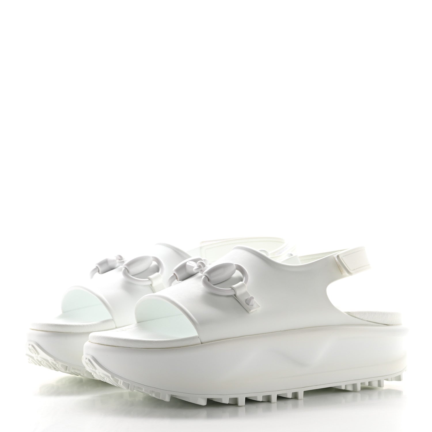 Gucci Soft Rubber Horsebit Touch Womens Strapped Sandals 38 Great White 3 of 9
