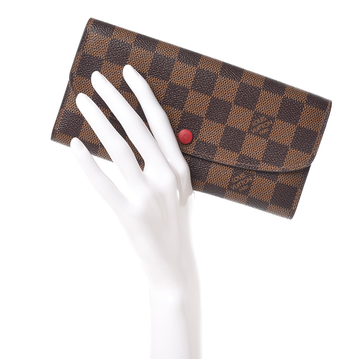Louis Vuitton Damier Ebene Emilie Wallet Red 2 of 10