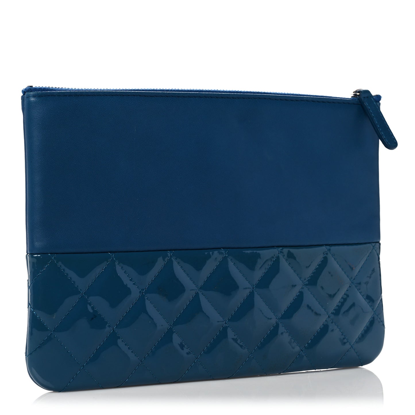 Calfskin Patent Quilted Medium Cosmetic Case Navy Blue