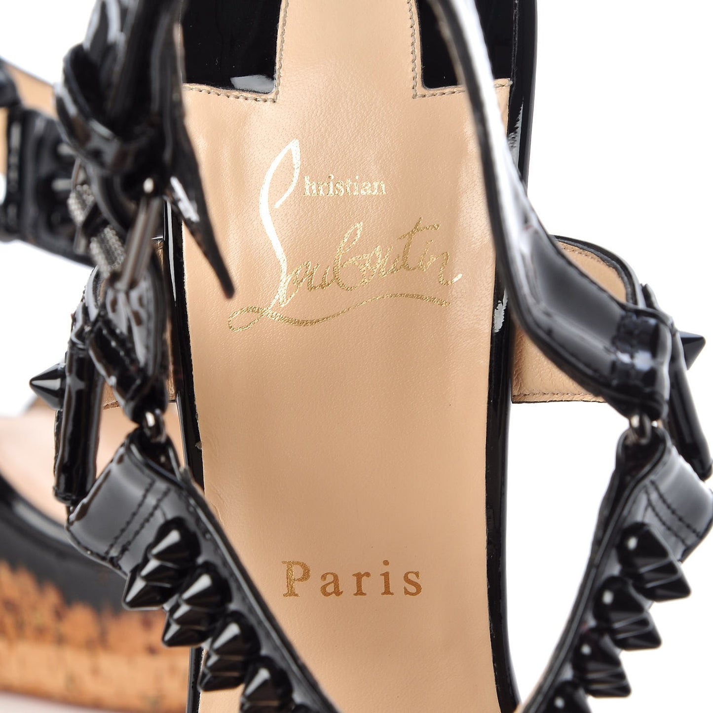 Patent Barboullaga 140 Spikes Cork Wedges 39 Black