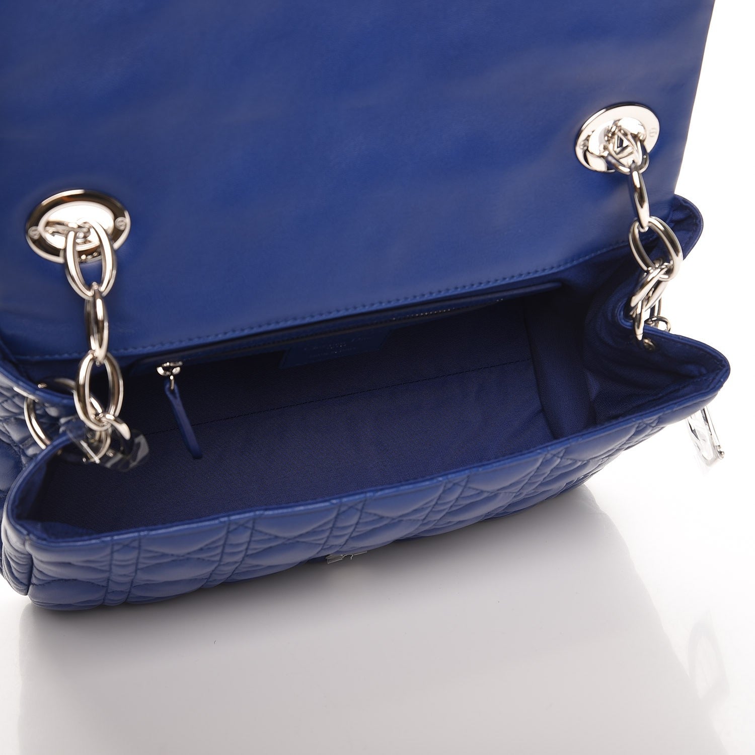 Christian Dior Lambskin Cannage Soft Flap Bag Blue 5 of 7