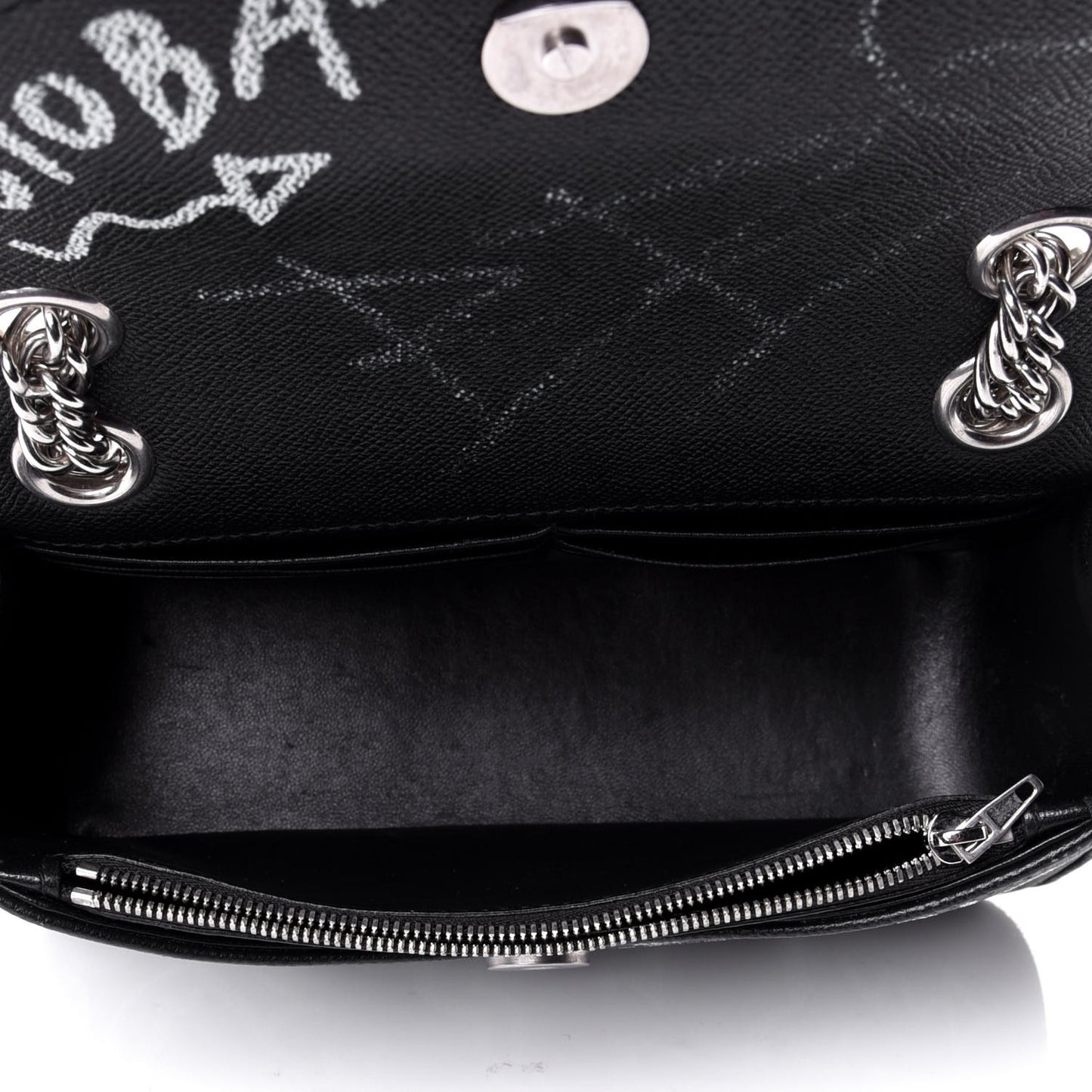 Veau Graffiti S BB Round Shoulder Bag Black White
