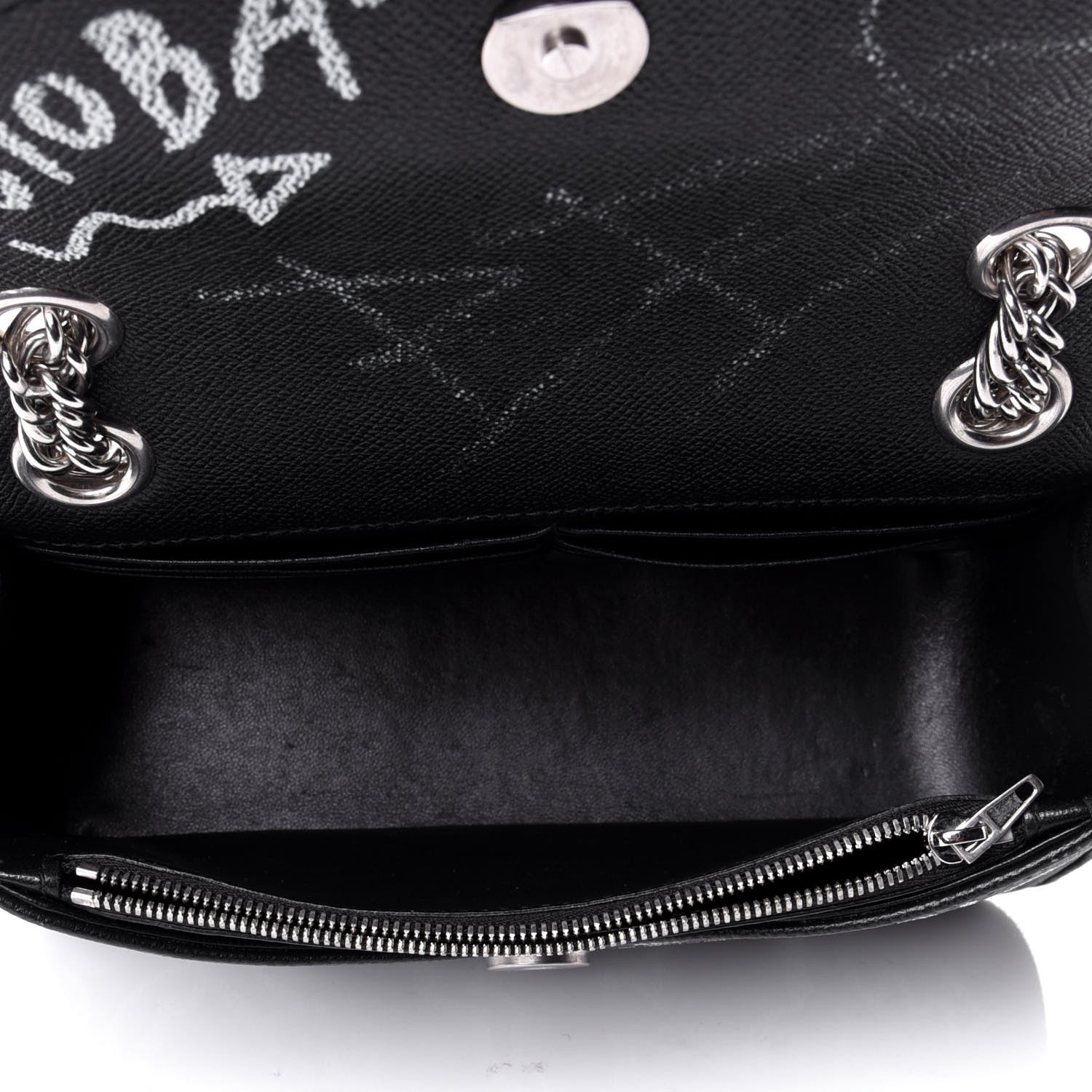 Balenciaga Veau Graffiti S BB Round Shoulder Bag Black White 5 of 9