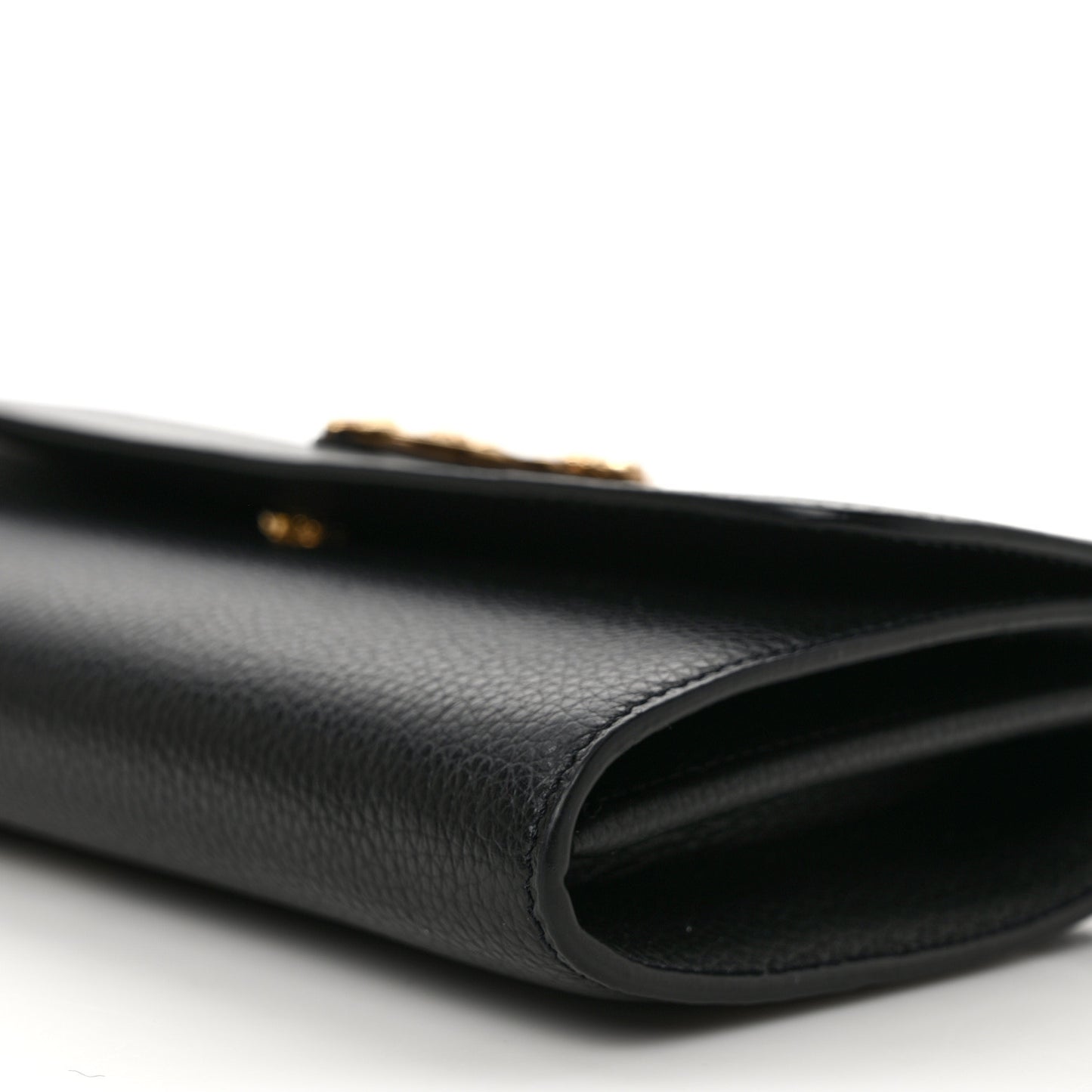 Grained Calfskin Virtus Wallet On Chain Black
