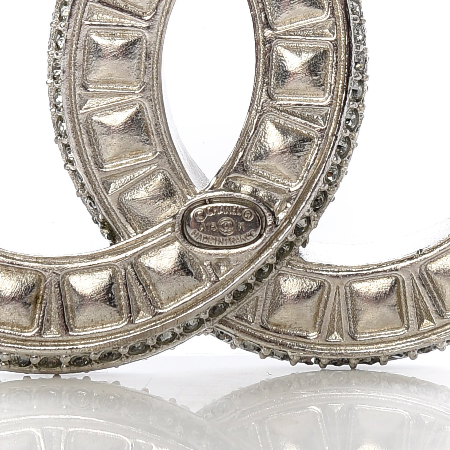 Chanel Baguette Crystal CC Brooch Silver Black 4 of 5