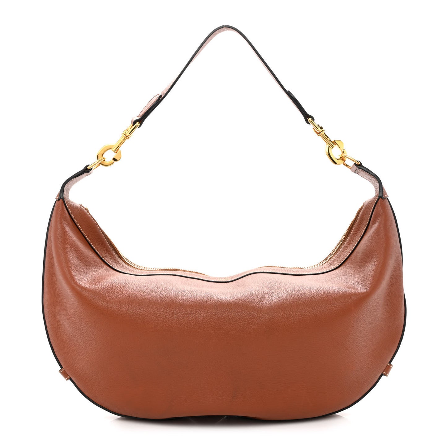 Supple Calfskin Medium Strap Leandre Shoulder Bag Brown